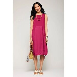 Lisa Bayne Women's Breezy Pieced Tank Dress in Hibiscus Artful Home‎ Linen- XS